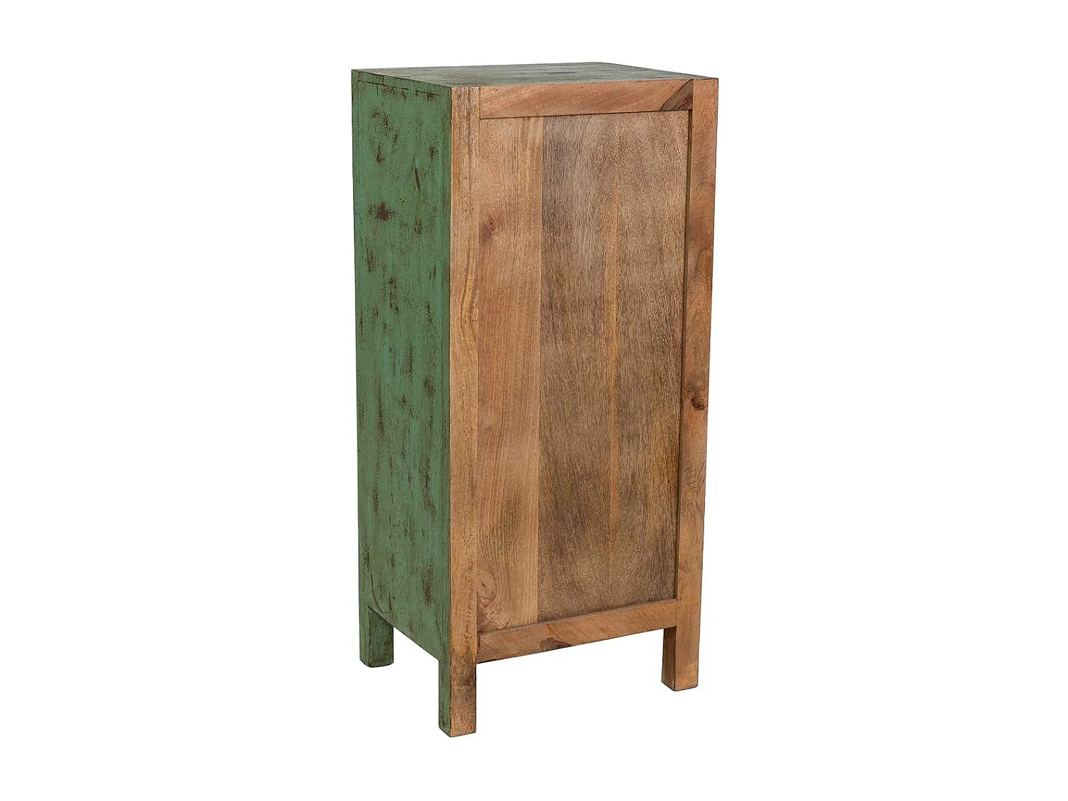Cassettiera in legno verde fatta a mano 50x40x110h cm