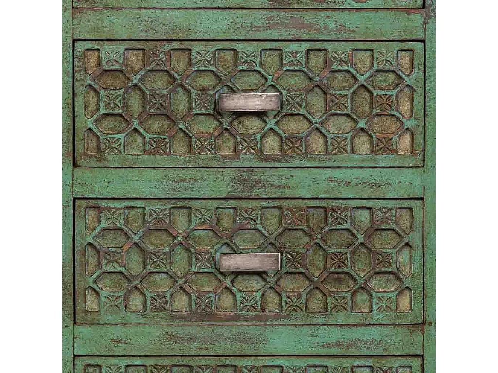 Cassettiera in legno verde fatta a mano 50x40x110h cm