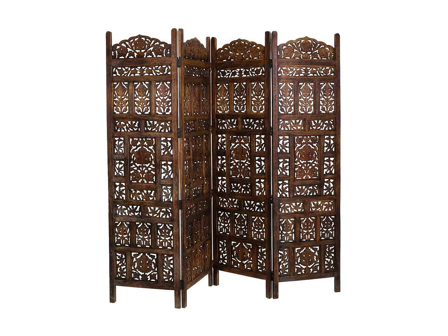 Biombo de madera artesanal marrón 50(x4)x2x180h cm