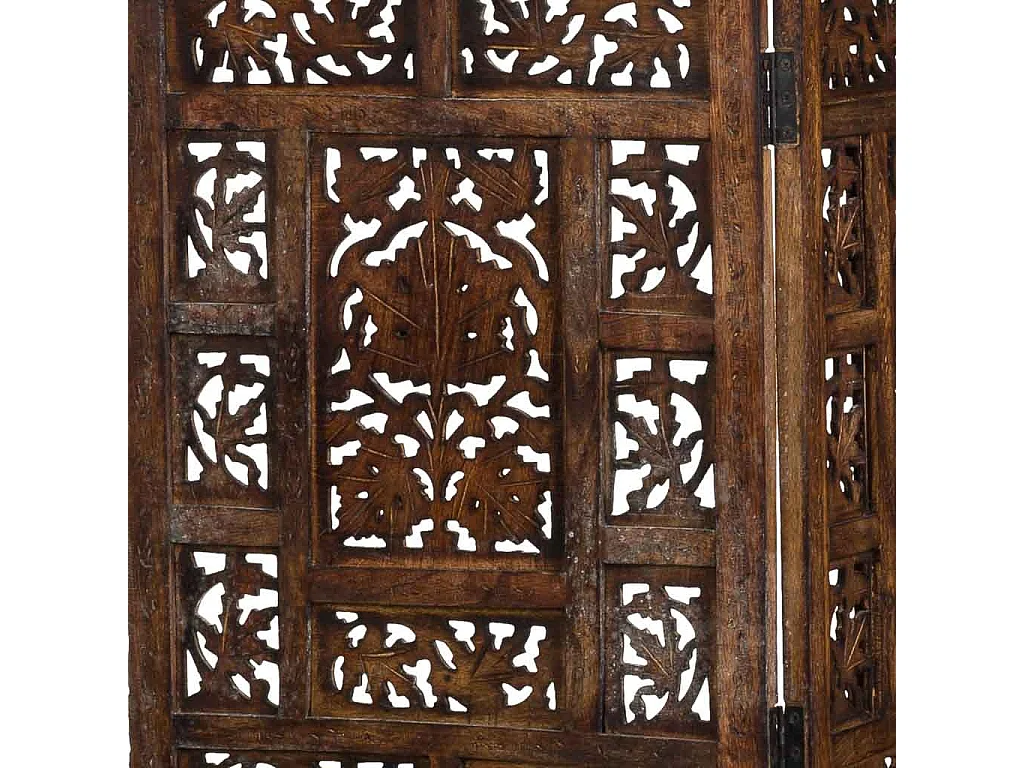 Biombo de madera artesanal marrón 50(x4)x2x180h cm
