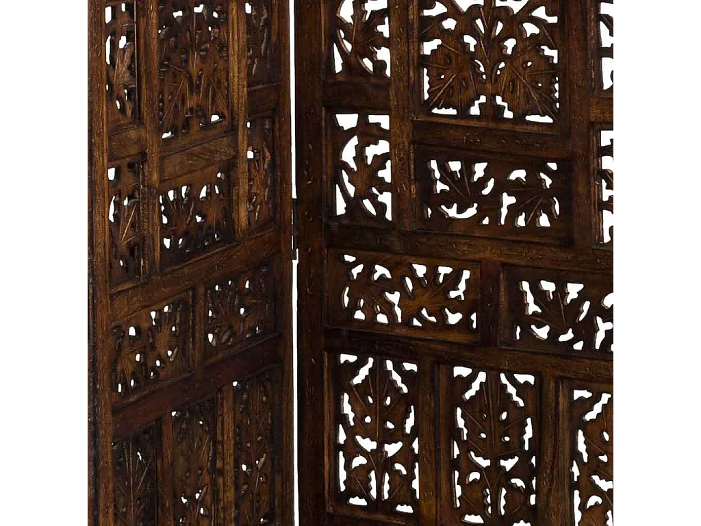 Biombo de madera artesanal marrón 50(x4)x2x180h cm