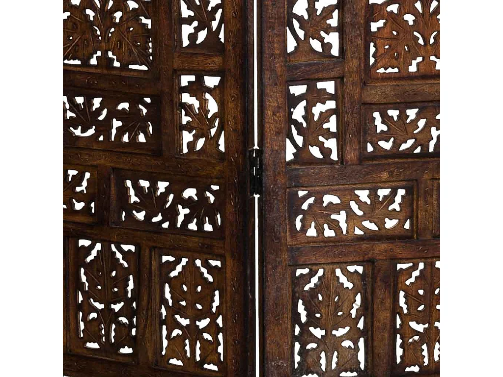 Biombo de madera artesanal marrón 50(x4)x2x180h cm