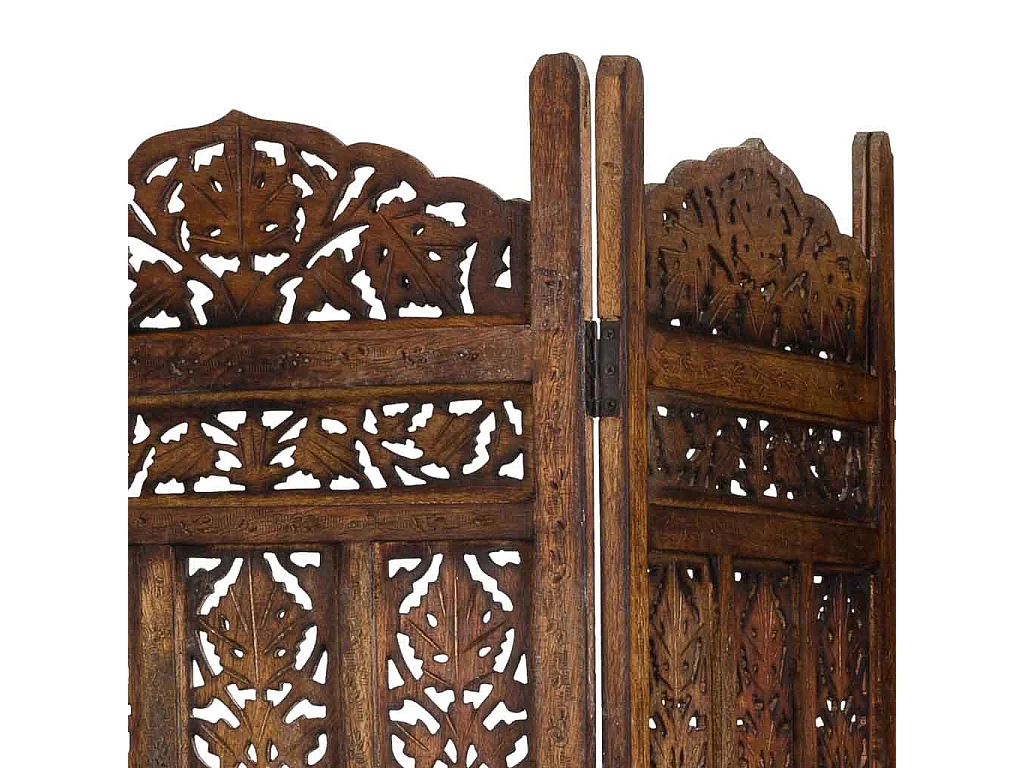 Biombo de madera artesanal marrón 50(x4)x2x180h cm