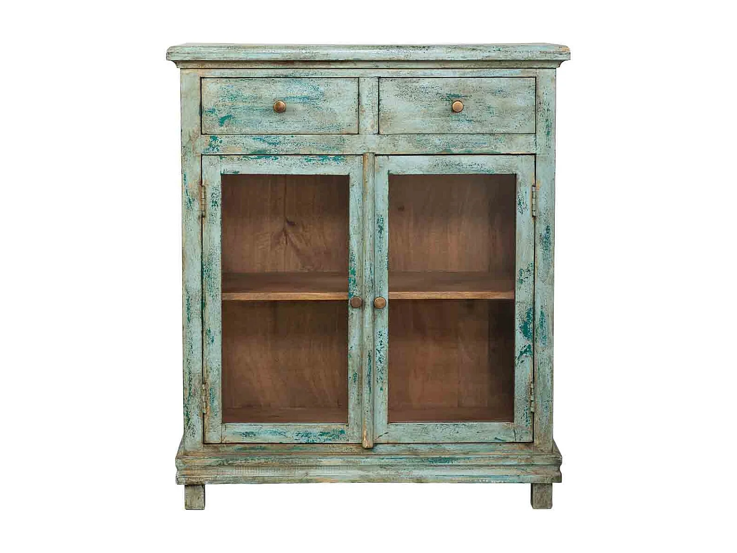 Commode artisanale en bois turquoise 85 x 40 x 100 cm (hauteur)