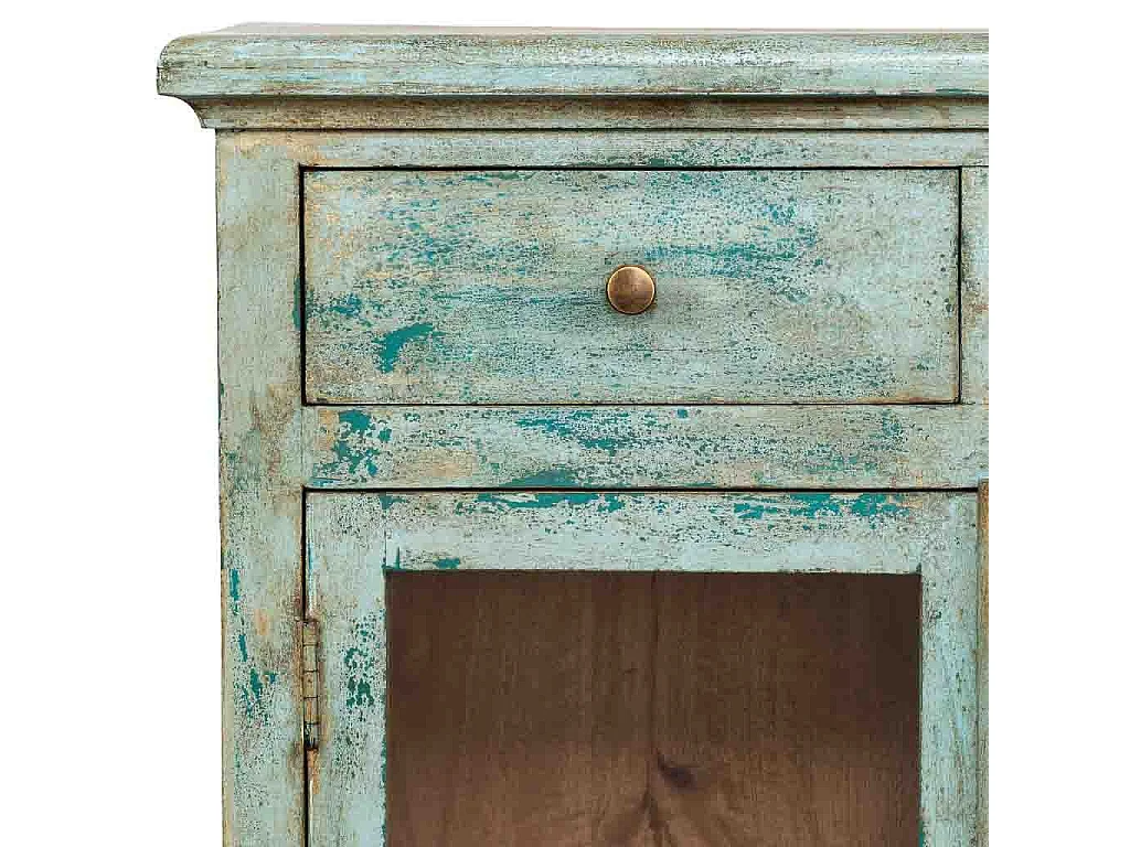 Commode artisanale en bois turquoise 85 x 40 x 100 cm (hauteur)