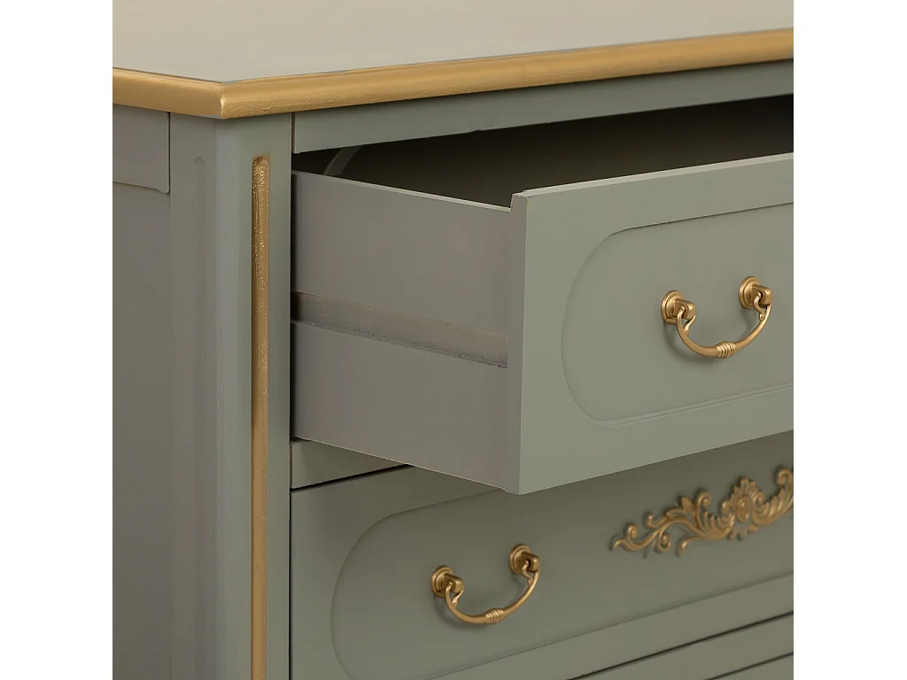 Commode en bois à 3 tiroirs verts, 90 x 42 x 76h cm