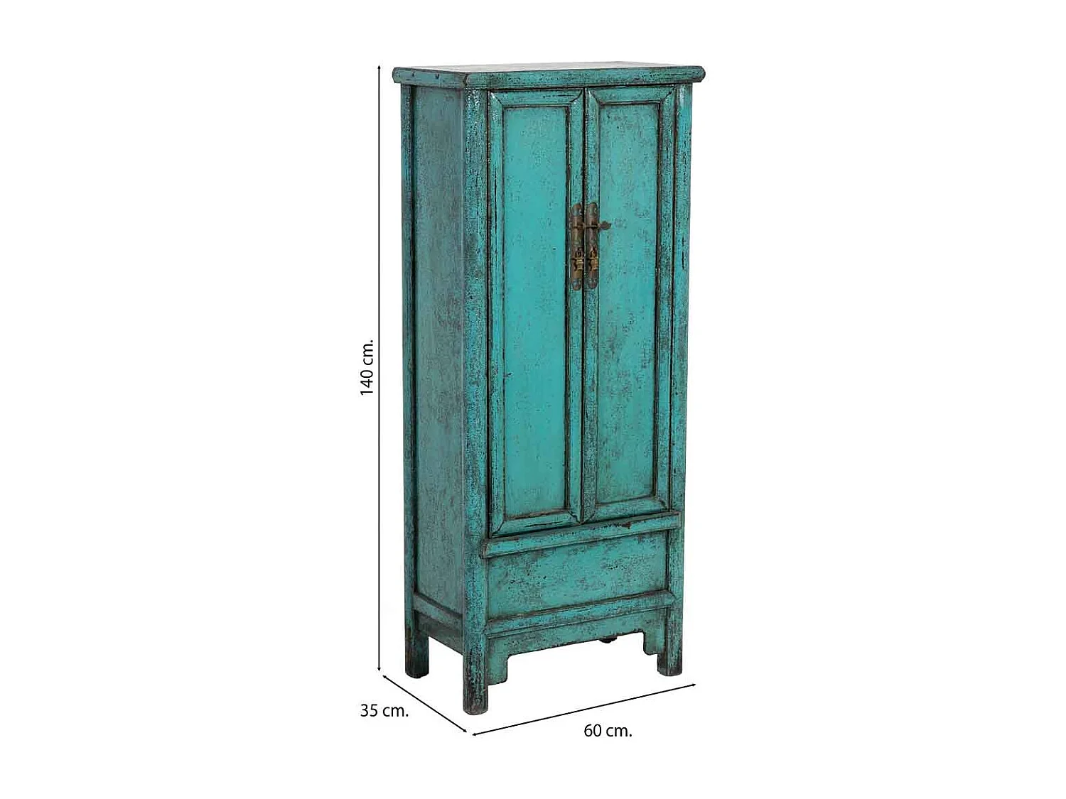 Armario de madera azul 60x35x140h cm