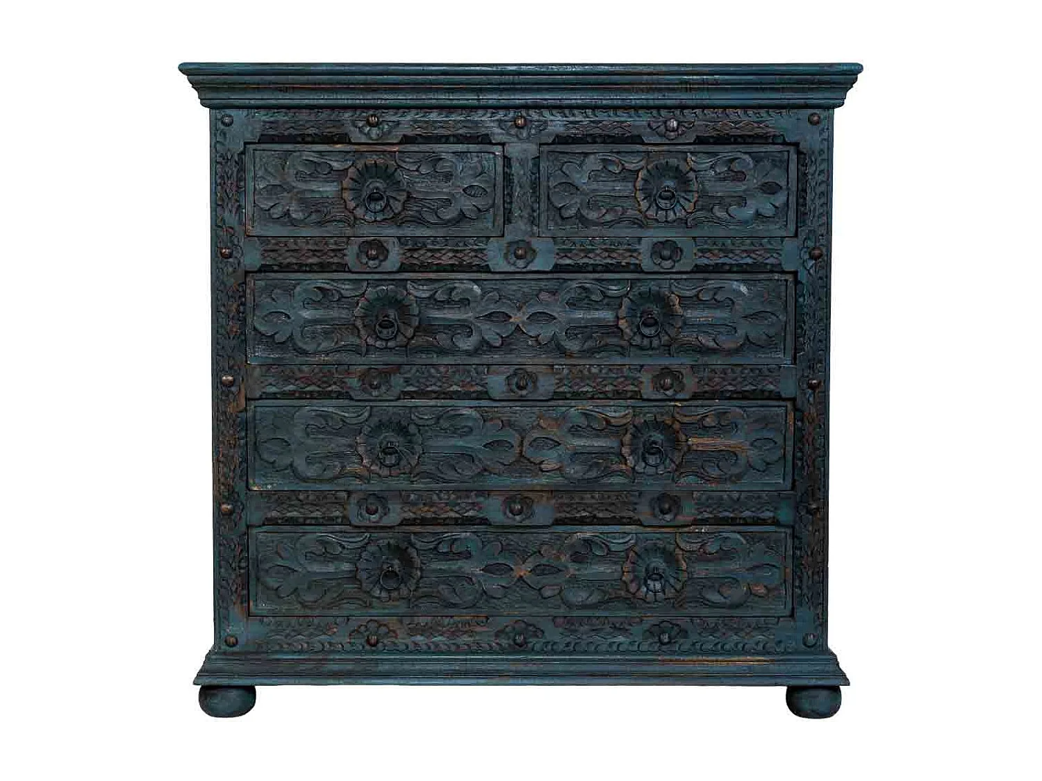 Commode artisanale en bois bleu 100 x 43 x 95 cm (h)