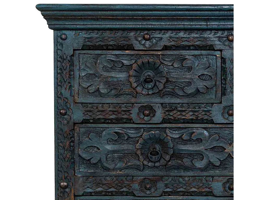 Commode artisanale en bois bleu 100 x 43 x 95 cm (h)