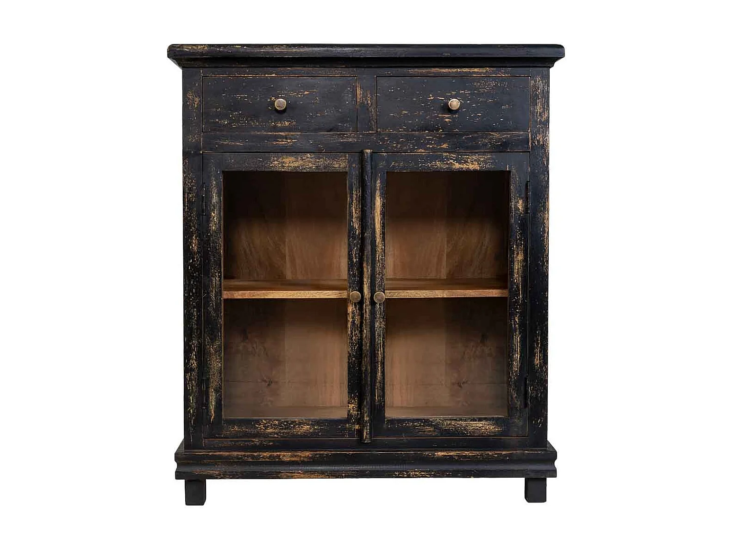 Cómoda de madera artesanal negra 85x40x100h cm