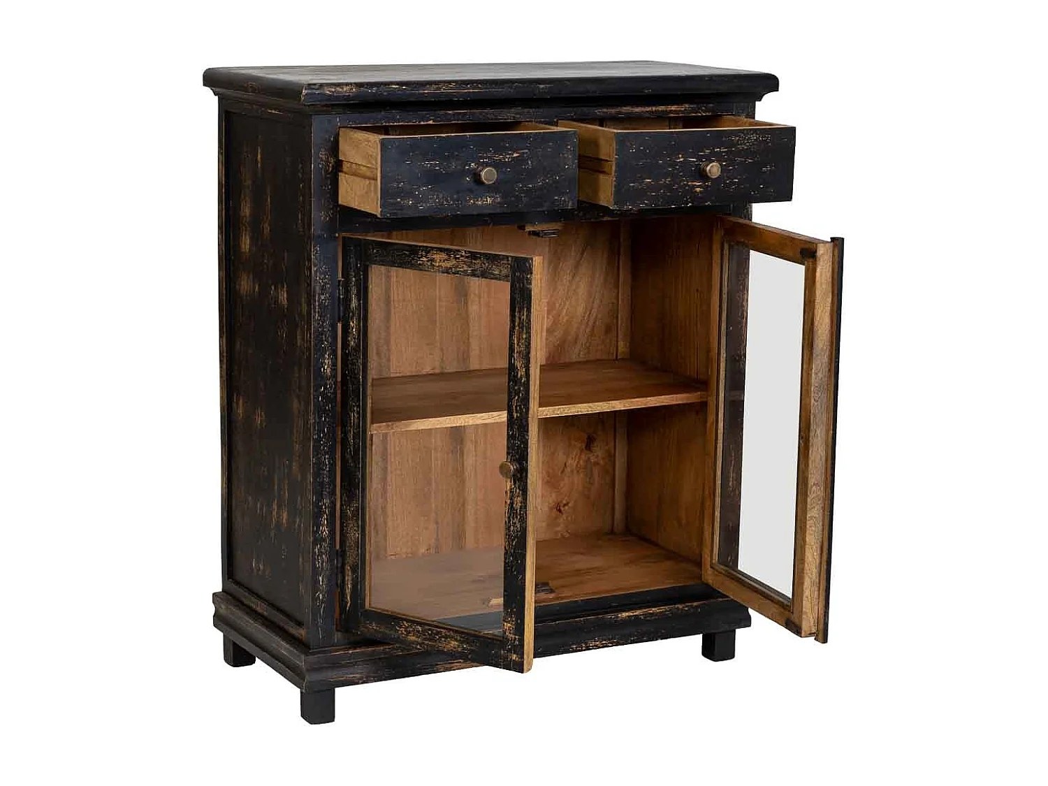 Cómoda de madera artesanal negra 85x40x100h cm