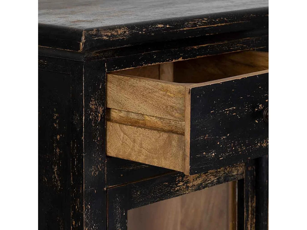 Cómoda de madera artesanal negra 85x40x100h cm