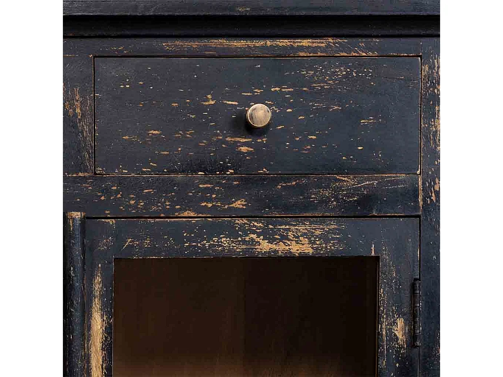 Cómoda de madera artesanal negra 85x40x100h cm