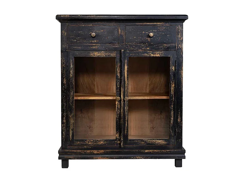 Cómoda de madera artesanal negra 85x40x100h cm