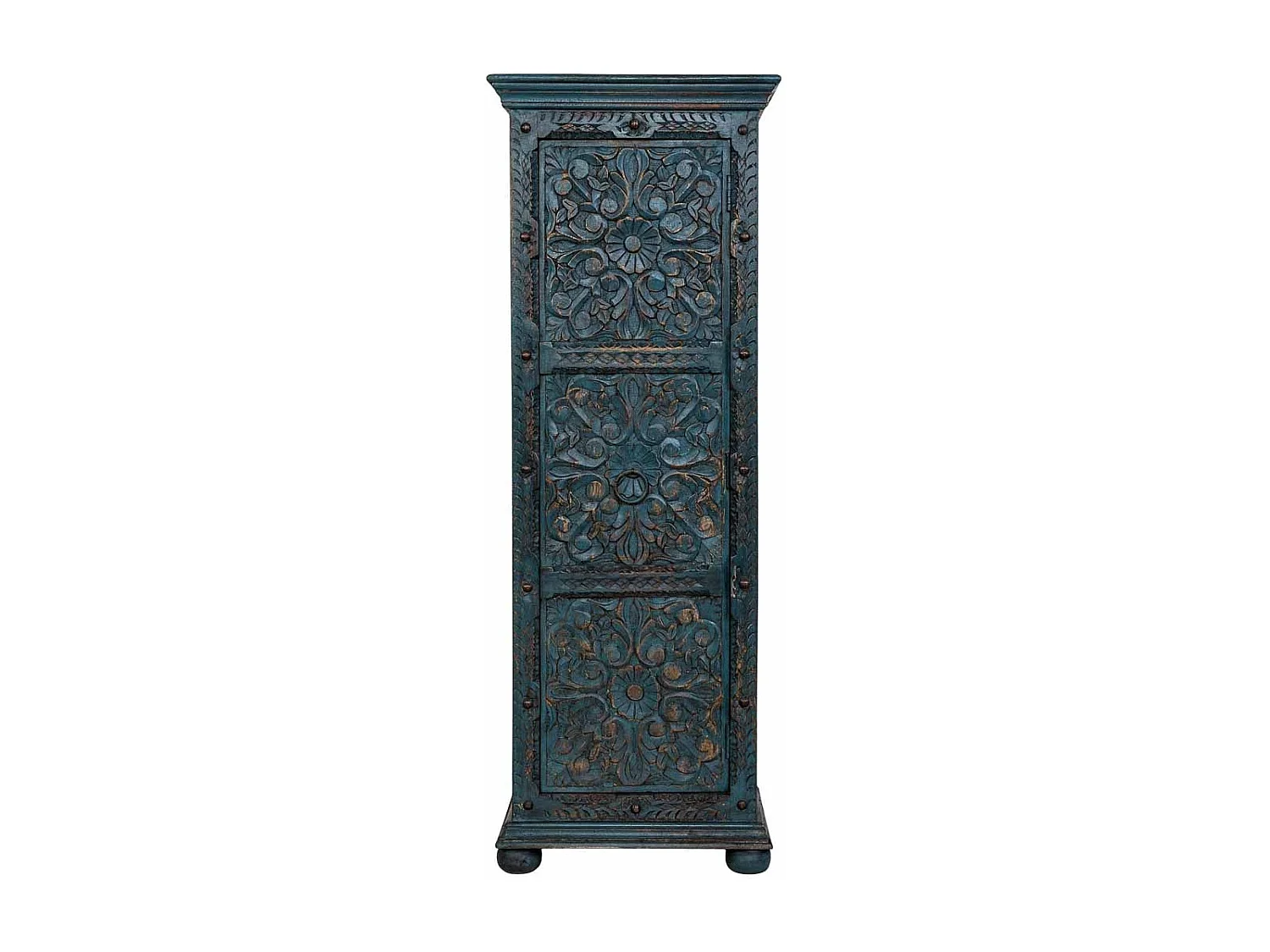 Armario de madera artesanal azul 53x40x149h cm