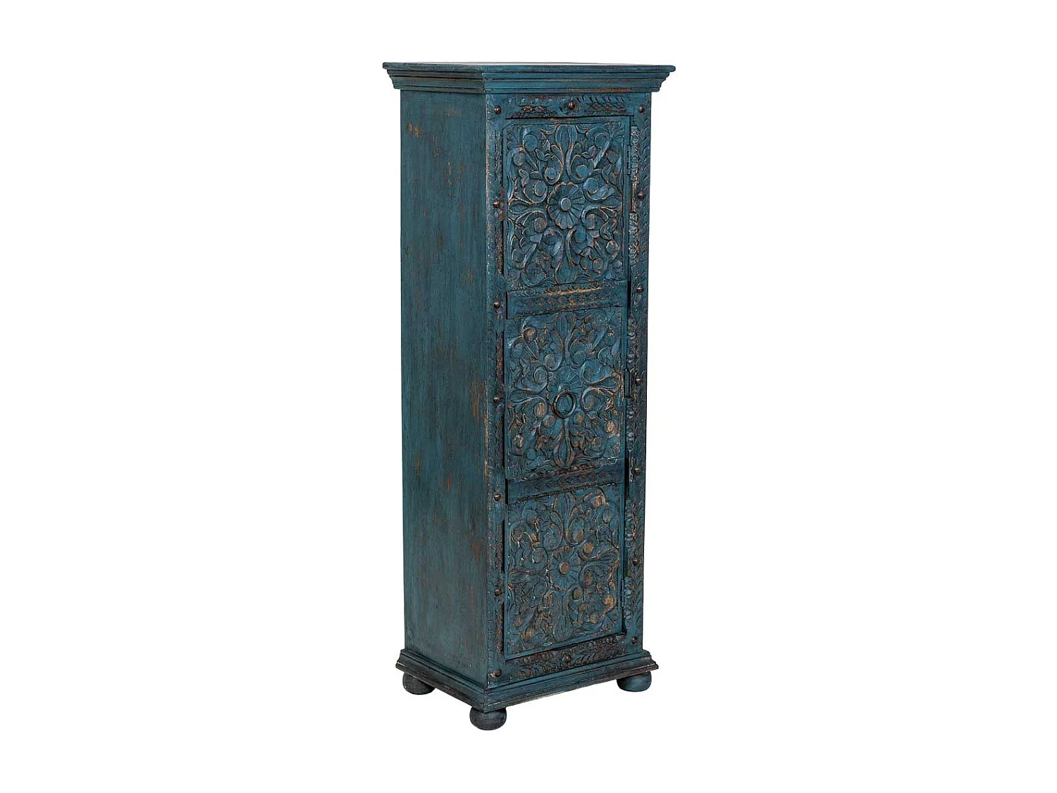 Armario de madera artesanal azul 53x40x149h cm