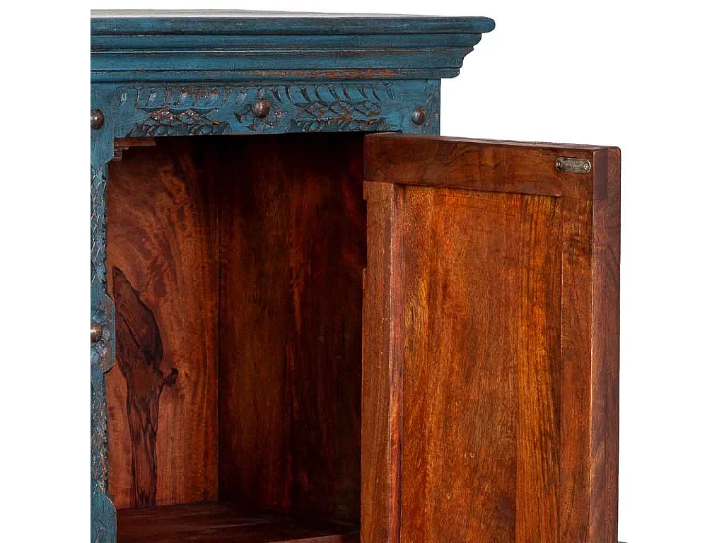 Armario de madera artesanal azul 53x40x149h cm