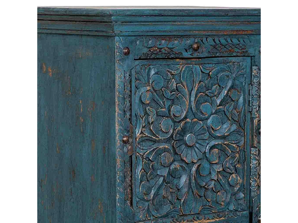 Armario de madera artesanal azul 53x40x149h cm