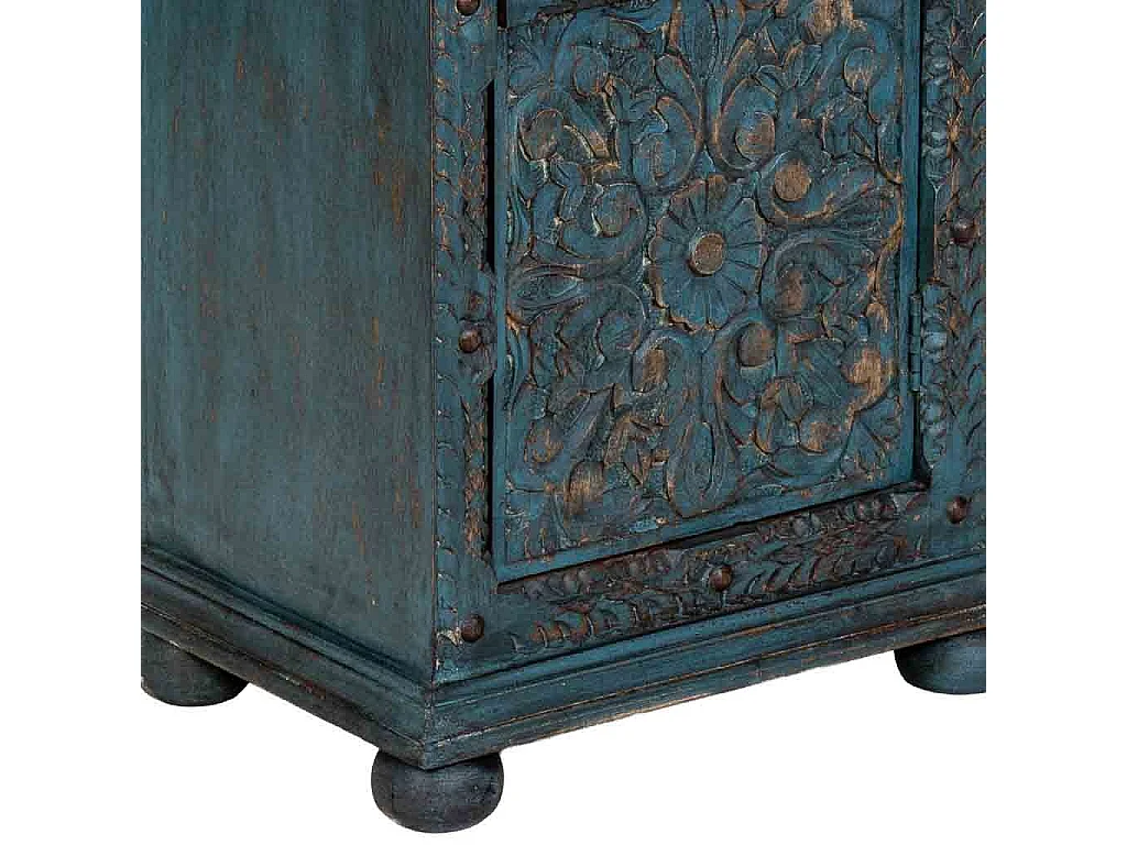 Armario de madera artesanal azul 53x40x149h cm
