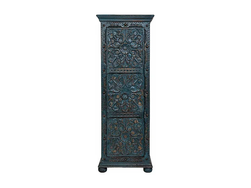 Armoire artisanale en bois bleu 53 x 40 x 149 cm (h)