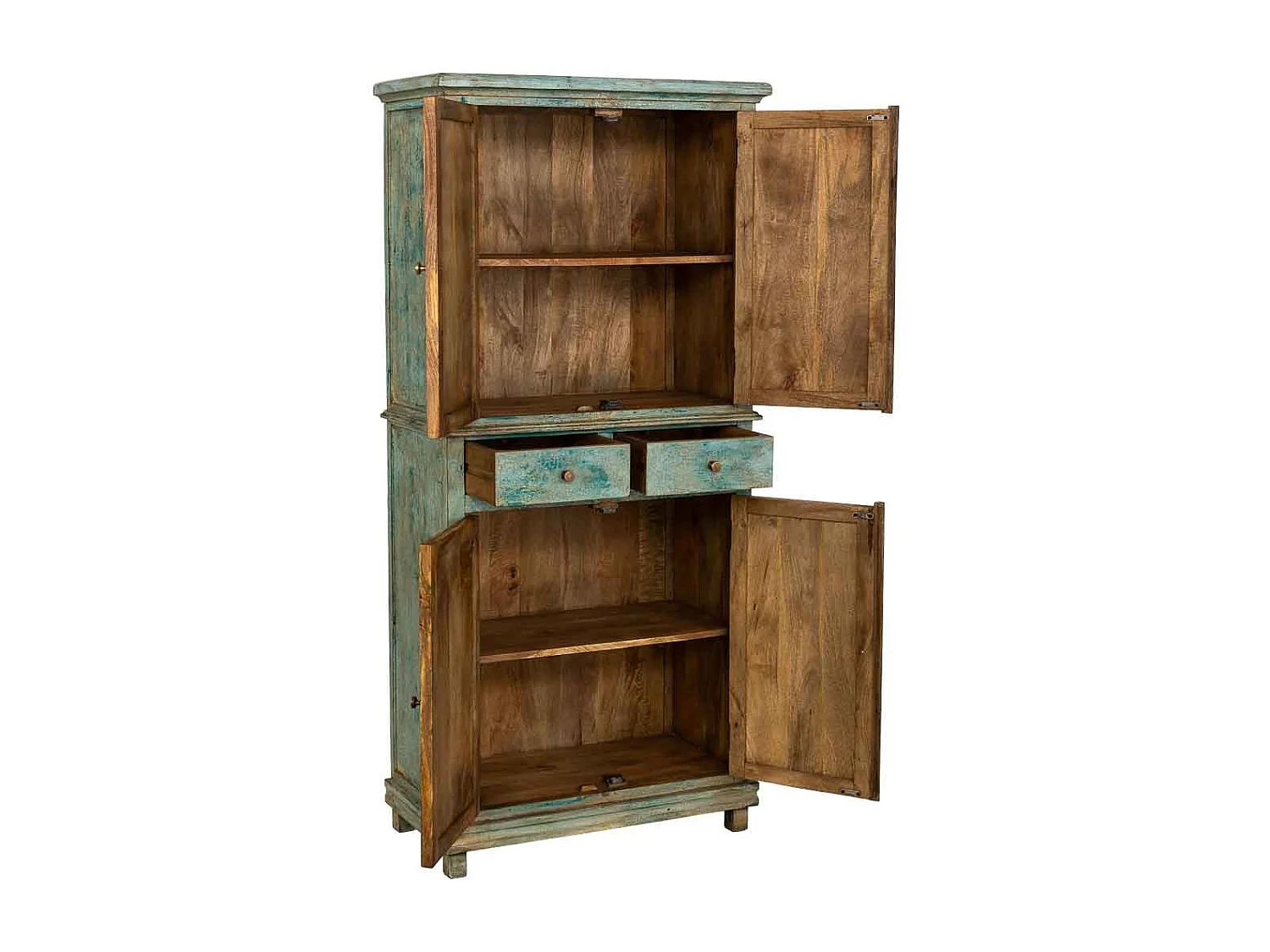Armoire artisanale en bois turquoise 85 x 40 x 180 cm (hauteur)