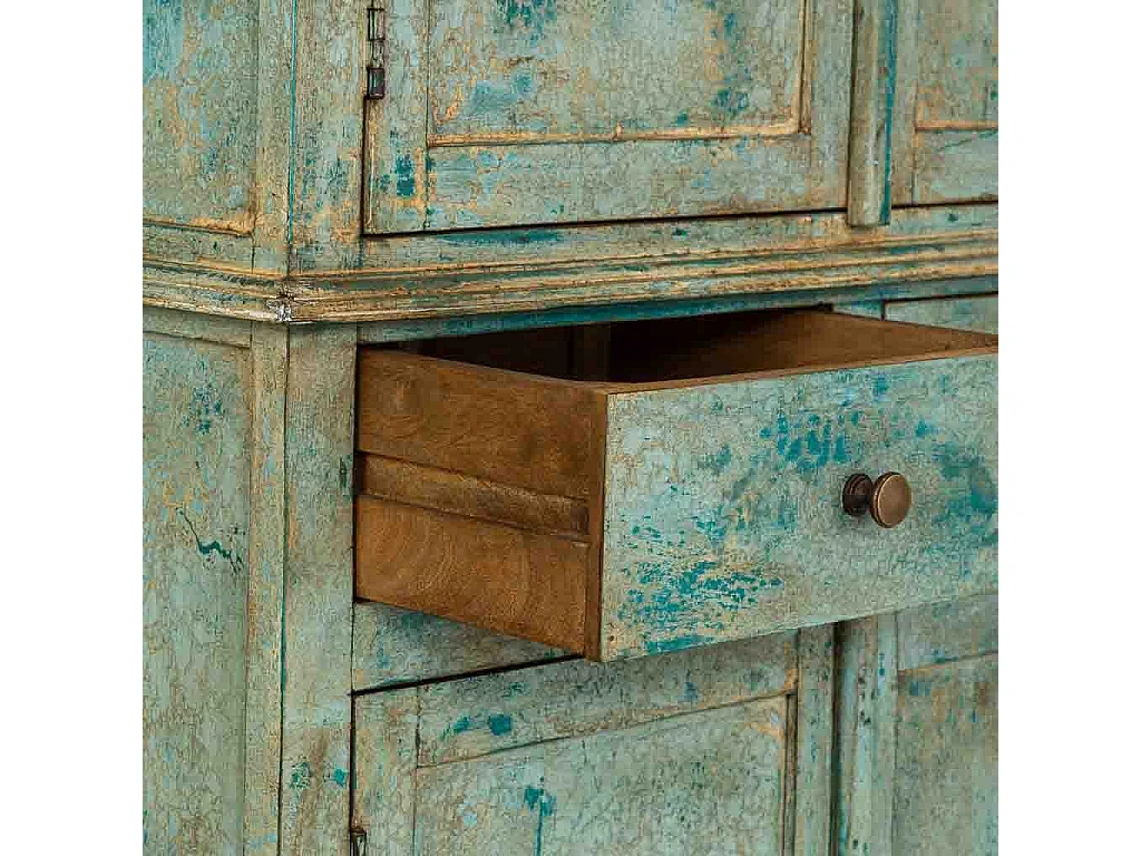 Armoire artisanale en bois turquoise 85 x 40 x 180 cm (hauteur)