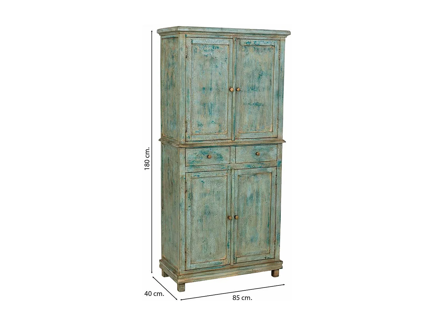Armario de madera artesanal turquesa 85x40x180h cm