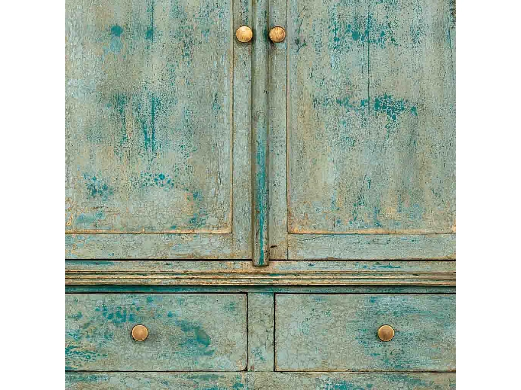 Armario de madera artesanal turquesa 85x40x180h cm