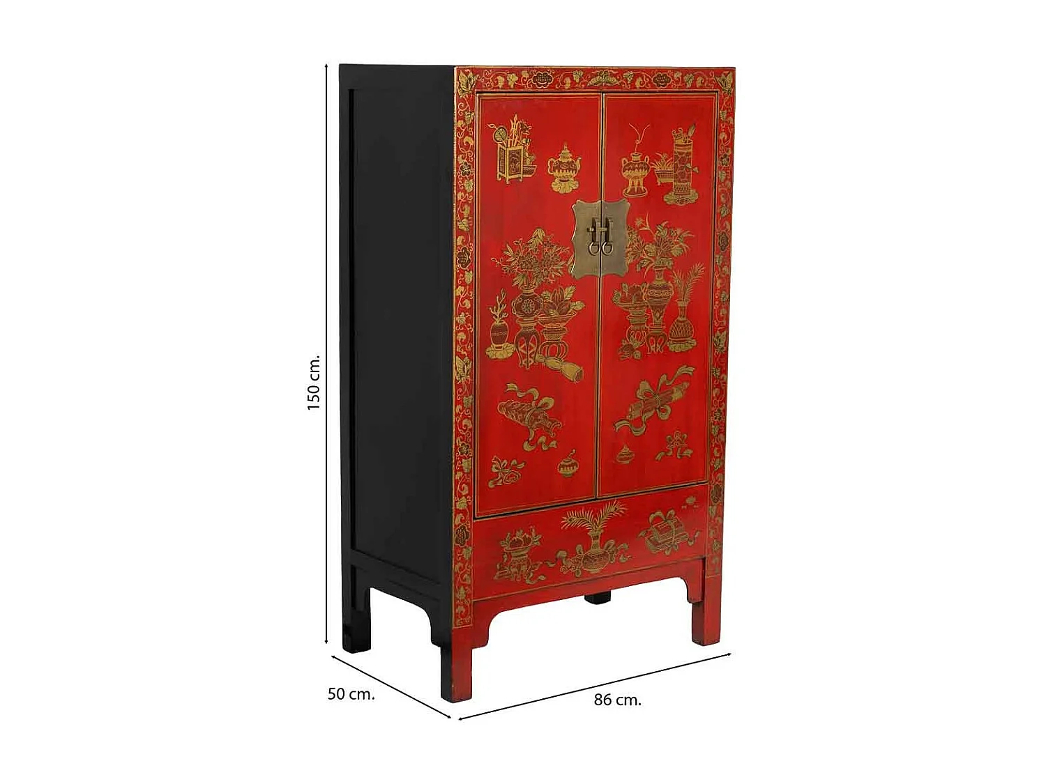 Armoire en bois rouge 86 x 50 x 150 cm (hauteur)