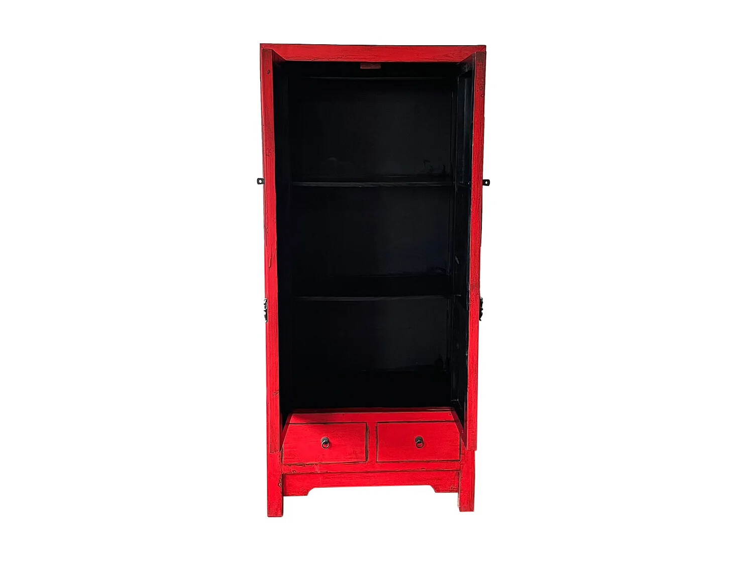 Armoire en bois artisanal rouge peinte à la main, 81 x 41 x 180 cm (hauteur)