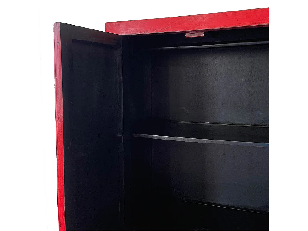 Armoire en bois artisanal rouge peinte à la main, 81 x 41 x 180 cm (hauteur)