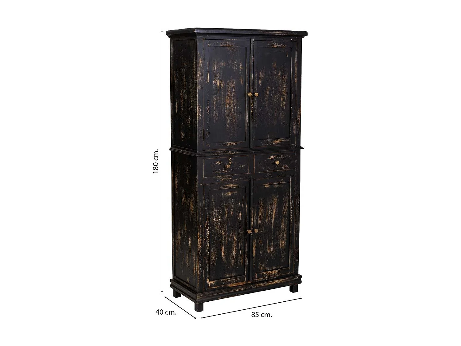 Armoire artisanale en bois noir 85 x 40 x 180 cm (hauteur)