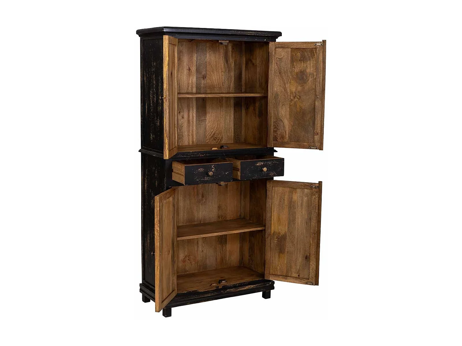 Armoire artisanale en bois noir 85 x 40 x 180 cm (hauteur)