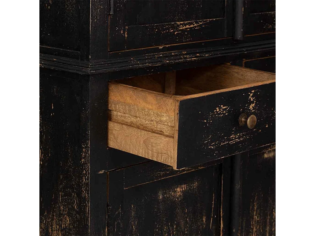 Armoire artisanale en bois noir 85 x 40 x 180 cm (hauteur)