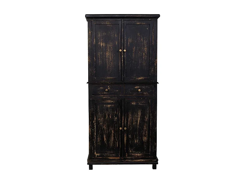 Armoire artisanale en bois noir 85 x 40 x 180 cm (hauteur)