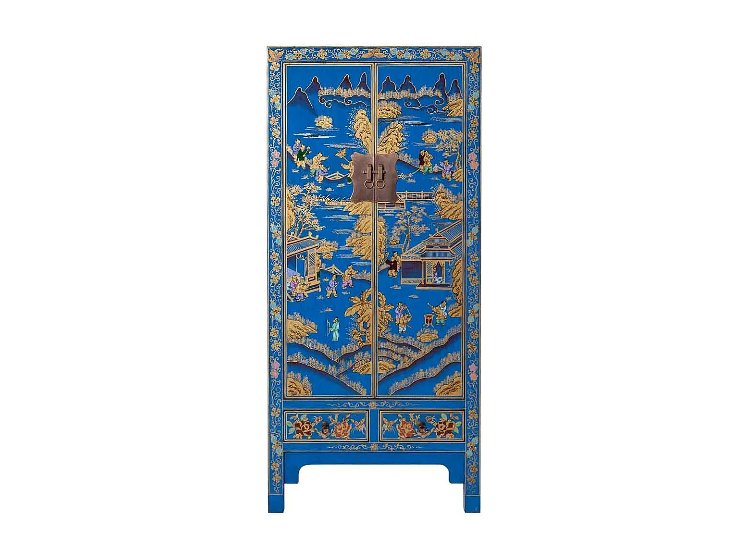 Armoire en bois bleue 80x38,5x174,5 cm