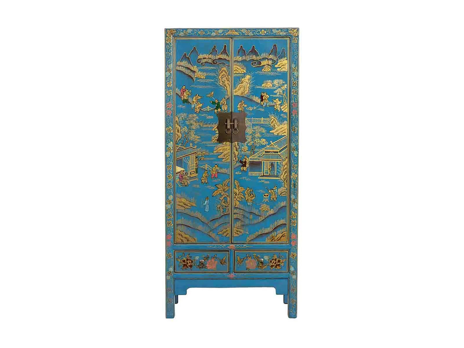 Holzschrank 80x38,5x174,5 blau