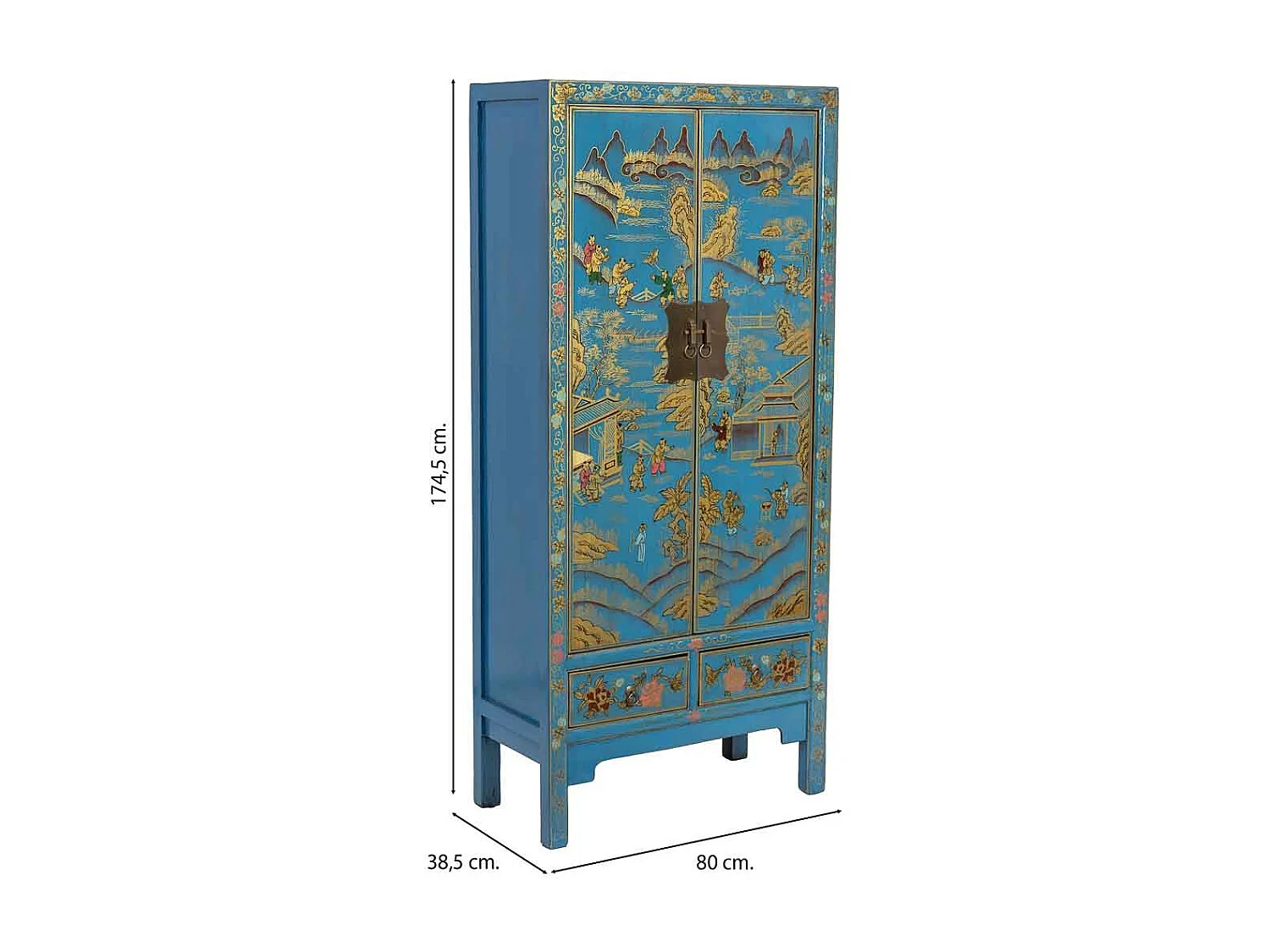 Holzschrank 80x38,5x174,5 blau