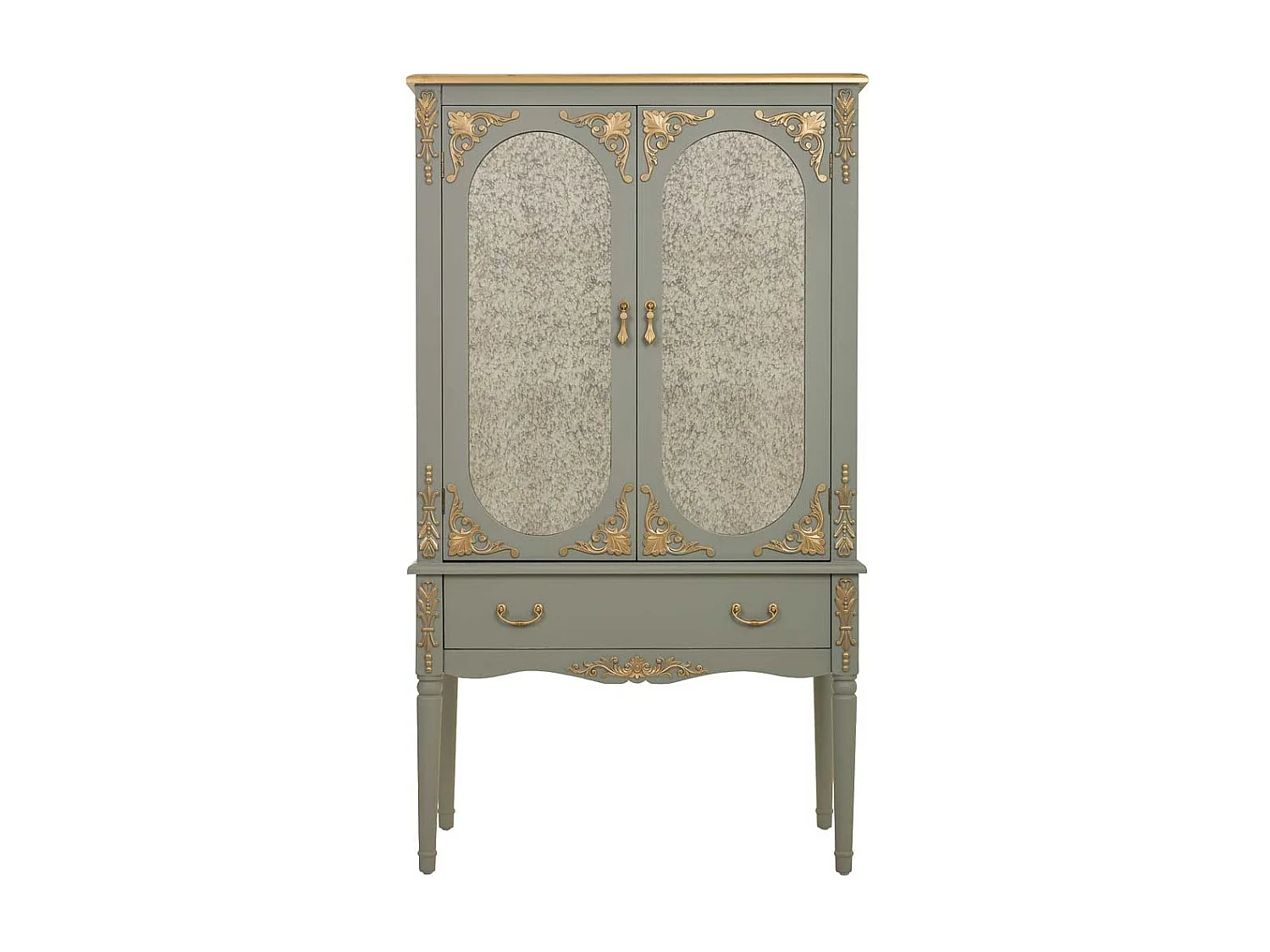 Armario de madera verde de 1 cajón y 2 puertas 80x42x140h cm