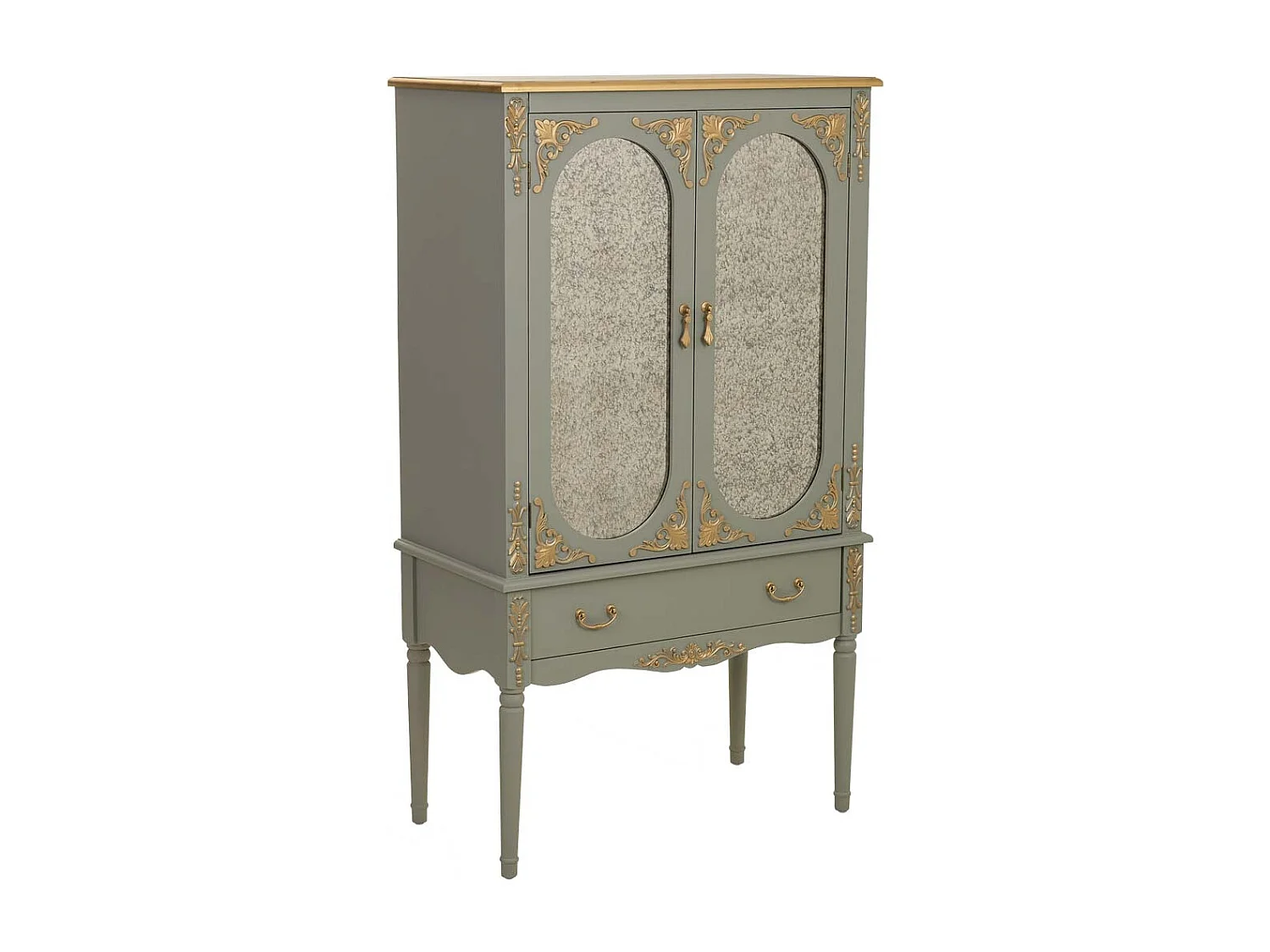 Armario de madera verde de 1 cajón y 2 puertas 80x42x140h cm