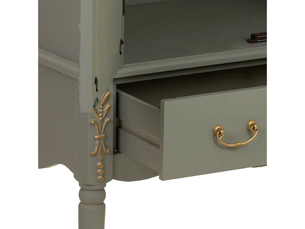 Armario de madera verde de 1 cajón y 2 puertas 80x42x140h cm
