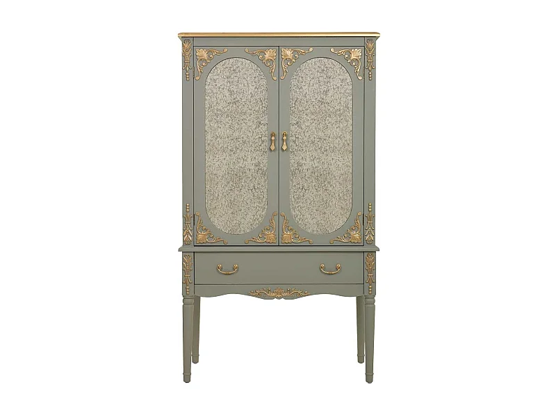 Armoire en bois bleu avec 1 tiroir et 2 portes, 80x42x140 cm (hauteur)