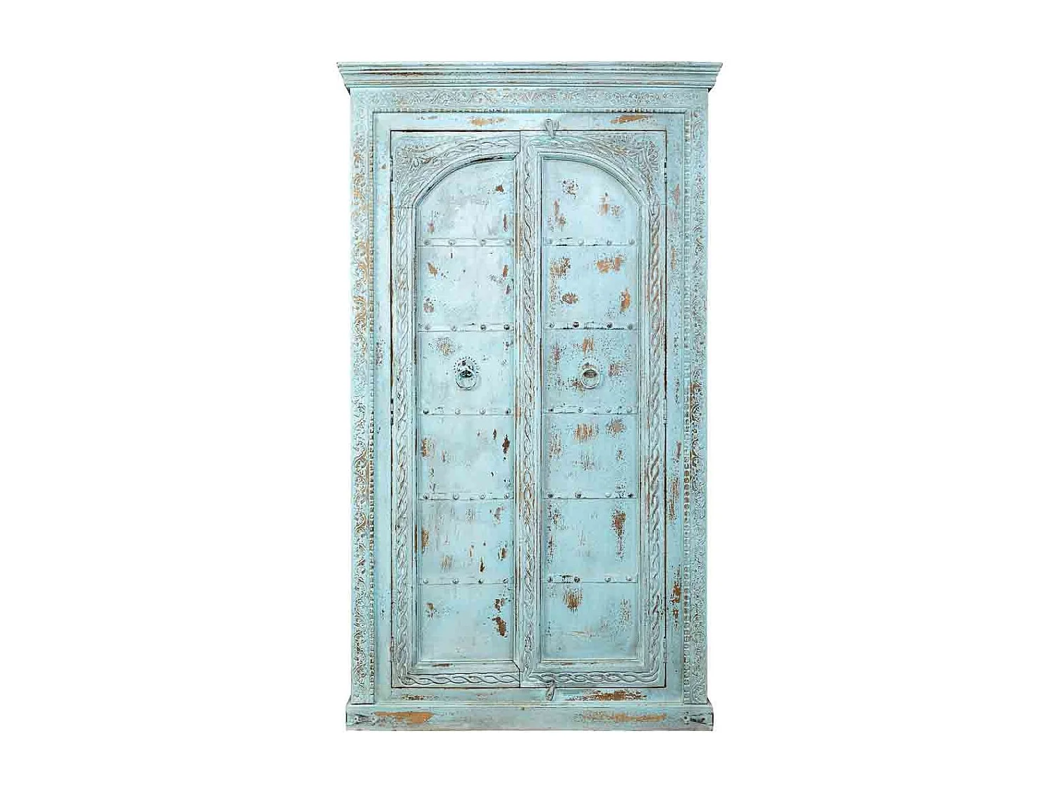 Armoire artisanale en bois bleu 116 x 45 x 203 cm (h)