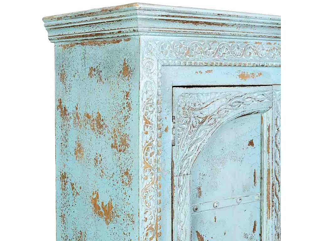 Armoire artisanale en bois bleu 116 x 45 x 203 cm (h)