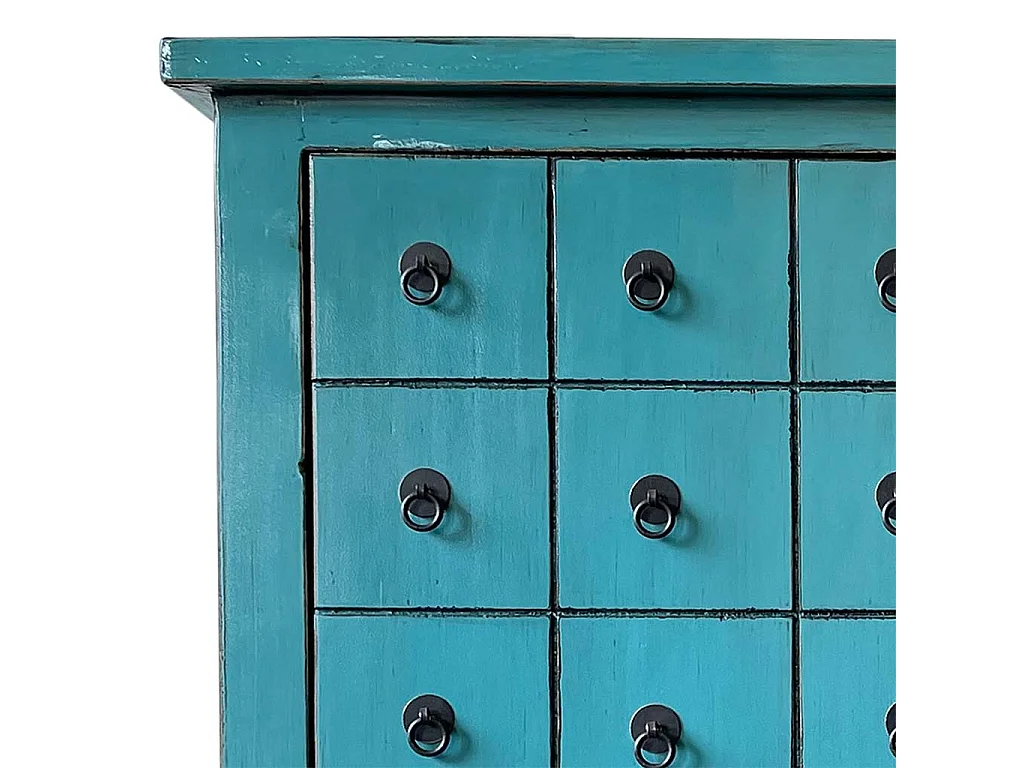 Armario de madera artesanal azul 102x42x120h cm