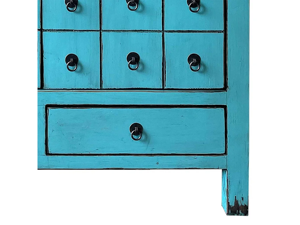 Armario de madera artesanal azul 102x42x120h cm