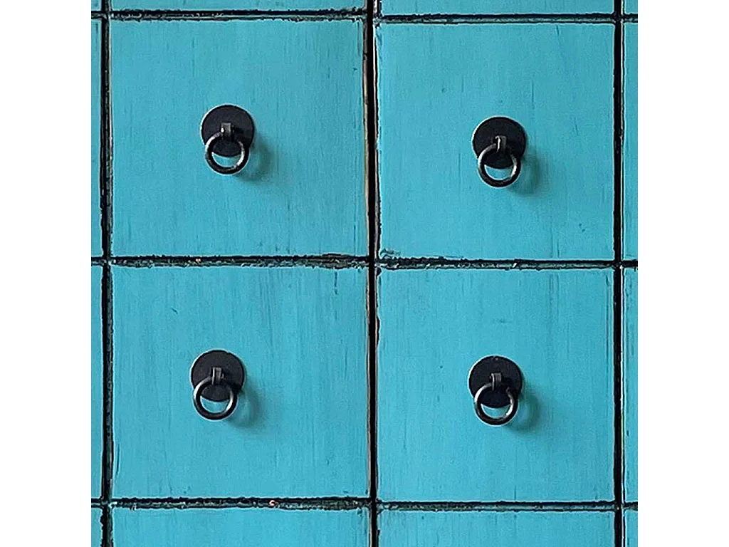 Armario de madera artesanal azul 102x42x120h cm