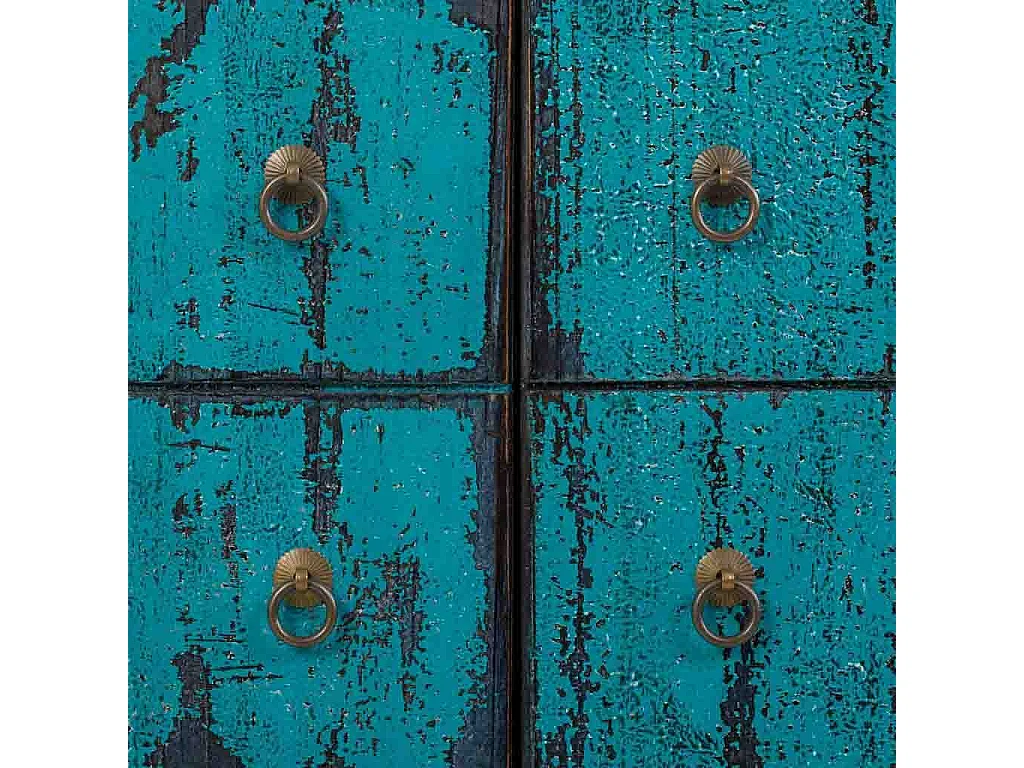 Armario de madera artesanal azul 102x42x120h cm