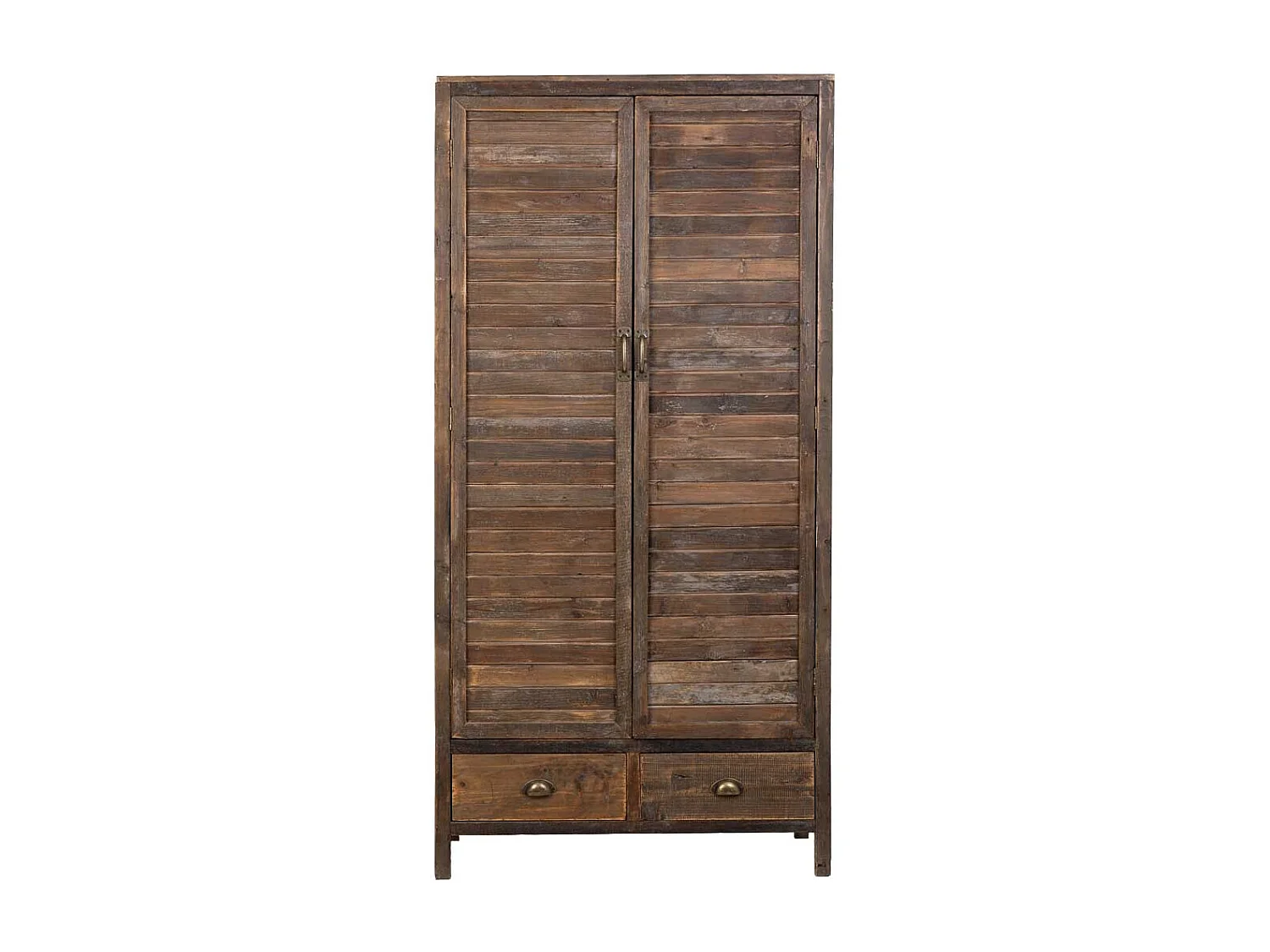 Armoire en bois marron avec 2 tiroirs et 2 portes, 89x36x180,5 cm
