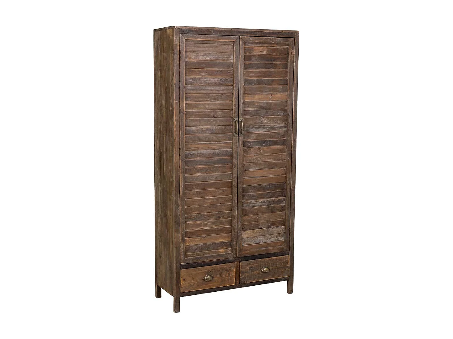 Armoire en bois marron avec 2 tiroirs et 2 portes, 89x36x180,5 cm